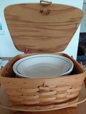 LONGABERGER 2 Pie Basket w/riser and PIE PLATE, 1996. NEW PRICE picture
