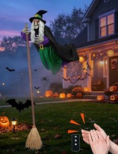11.5ft Halloween Animatronic Flying Witch Hovering Prop Sound Activated Yard Dec picture