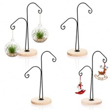 WRINGKIT 4 Pack Ornament Display Hanger Stand, Wood Base, Double Hook-Style picture