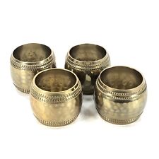 4ct Brass Napkin Rings Hammered Goldtone Metal  picture