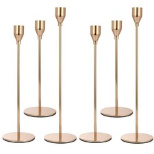 Anndason Set of 6 Pink Gold Candlestick Holders S+M+L (6 Pcs/set), picture