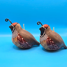 Hand-Painted wax Quail Bird Figurines Pair Decorative Bird Figurine Set picture