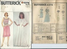 B 4378 sewing pattern 80's sweet TOP lovely BLOUSE SKIRT in 2 lengths sew size 8 picture