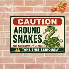 Funny Beware of Snake Tin Metal Sign Reptile Warning Wall Art picture