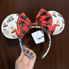 Disney Parks Christmas Holiday Lodge Snow Mickey Minnie Ears Headband picture