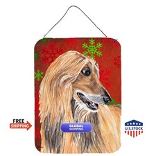 Caroline's Treasures SC9501DS1216 Afghan Hound Red Snowflakes Plaque 12x16 picture