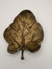 Vintage Cambron Mulberry Leaf Dish Solid Brass MCM 5” Botanical Catchall picture