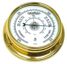 Mantel Tabic Traditional Brass Barometer Heavy Lacquered Brass Weather picture