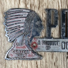 Vintage Pontiac Chief Head Detroiter Mobile Home St. Louis Mich. Metal Emblem picture