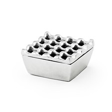 Handmade Moroccan Aluminium Ashtray, Grid Indestructible Shiny Chrome picture