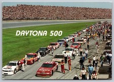 Postcard Daytona 500 Pit Road Stock Cars Race Speedway Daytona Beach FL picture