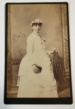 Vtg Cabinet Photo 1890s Young Woman Flower Crown 1st Communion Drury LeRoy NY * picture