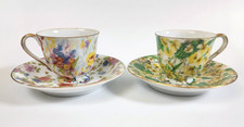 VTG 1940s Merit Occupied Japan Demitasse Cup Saucer Set Lot 2 Floral Chintz  picture