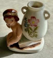 Vintage Mocco Bathing Beauty with Book and Urn Vase Made in Occupied Japan 3.5” picture