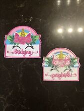 1 Girl BRIDGING Pink Unicorn Fun Patches Crests Badges SCOUT picture