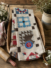 NWT Vintage Stevens Linen Tea Towel Dish Americana Farmhouse Quilt Block 27