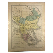 1855 Antique Map Turkey & Europe: Albania, Serbia, Macedonia, Bulgaria, Greece picture