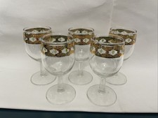 Set Of 5 MCM Culver Valencia 22K gold Highball Glasses, 5 1/4 Inch picture