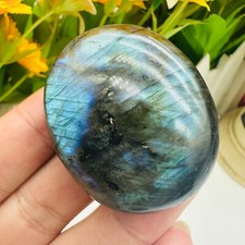 Natural Labradorite Quartz Crystal Polished Palm Stone Ore Specimen Healing 1PC picture