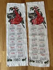 Vintage 1979/80 Linen Kitchen Tea Towels - Calendar Design - Kitten Themed - 2 picture