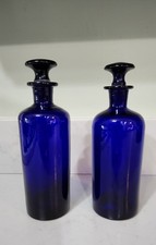 Antique Blown Glass Cobalt Blue Apocrathy Bottles picture