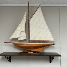 Large Wooden Ship Model Of The 1898 Pen Duick Sail Boat picture