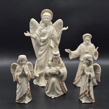 Vintage Lenox China Jewels Nativity 5 Pc Figurine Lot Angels Joseph Wiseman picture
