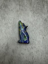 Zuni Azurite Howling Wolf Coyote Fetish Carving Rhoda Quam Turquoise Heartline picture