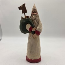 Vintage 1991 Jim Clement Hand Carved Wood Santa Figurine Lilburn GA Folk Art 6