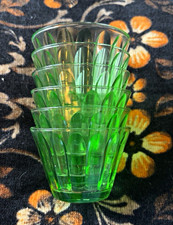 X6 Vintage Hazel Atlas uranium glass ribbed custard cups. picture