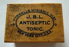 Antique c1900-1920 J.B.L. Antiseptic Tonic Wood Box Tyrrell’s Hygienic Institute picture