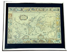 Vintage Manifestations Gold Foil Old World Map Blaeu 1635 Framed 8x10 picture