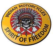 Vintage Indian Motorcycles Porcelain Sign - Dealer Biker Advertising picture