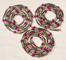 Vtg FAUX Mercury Glass Double Bead Plastic Multicolor Christmas Tree Garland Lot picture