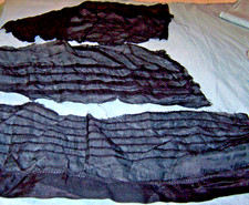 LOT Antique/1900-20 Reclaimed Pleated+Hemstitched Black Silk Gauze REMNANTS Doll picture