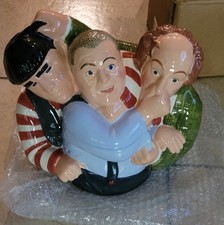 Vintage Three Stooges Cookie Jar Clay Art 1997 Hand Painted Larry Curly Moe GVC picture
