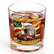FLAGWIX American Eagle Whiskey Glasses 10oz Old Fashioned picture