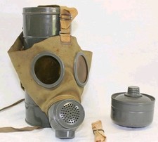 WWII Belgian SACIC AG9 Civilian Gas Mask 1939 Filter Canister Named Complete picture