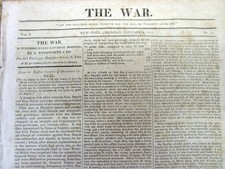 Rare 1813 War of 1812 newspaper CAPT HULL-USS Constitution defeats HMS Guerriere picture