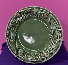 Bordallo Pinheiro Pine Green Collection Green Dinner Plate Brown Pinecones picture