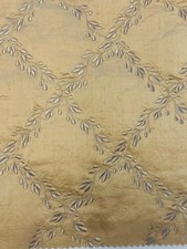 Scalamandré Vintage Quilted Dupioni Silk Fabric Champagne Gold Leaf picture