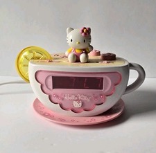 2009 Sanrio Hello Kitty Tea Cup Radio Alarm Clock w Night Light Working Vintage  picture