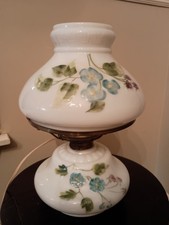 Antique Hand Painted Milk Glass GWTW Converted Eagle Oil Lamp, Read picture
