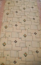 Vtg. U.W.P.C. 1930s Kitchen Wallpaper Partial Roll Cream W/Flower & Square Motif picture