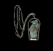Authentic Antique Old Talisman Pendant Faience Amulet Figurine, Ancient Egyptian picture