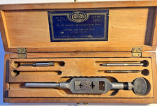 Antique S.W. Card No. 00B Gunsmiths Tap & Die Set Vintage Wood Box picture