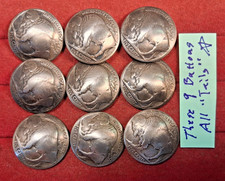 9 Real Genuine US Buffalo Indian Head Nickel Domed Shank Coin Buttons 3/4