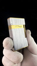 Dupont Ligne 2 Gold Silver Brushed Engraved Double Flame with Gift Box picture