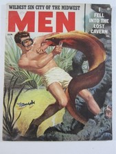 Men Magazine v. 4 #10, Oct. 1955  VG  Leone Moray Eel Attack Cover picture