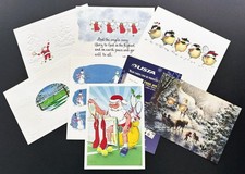 Vintage USTA Christmas Greeting Cards Set of 8 – Tennis Theme – Unused – 7¼